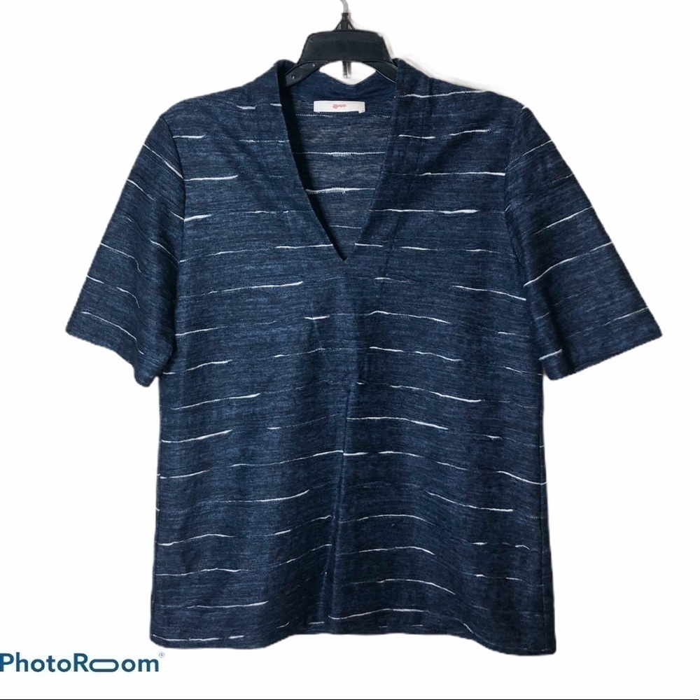 Leggiadro Linen Blue White Top Sz 8